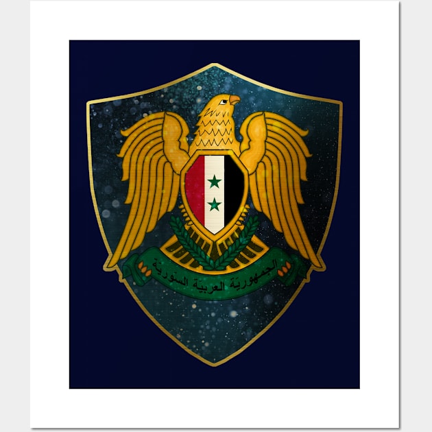 Syria Coat of Arms and Starry Nights Shield Wall Art by Family Heritage Gifts